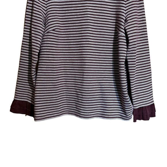 Talbots Top Large Multicolor Metallic Stripe Stretch Shoulder Button Blouse - Picture 4 of 8